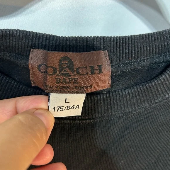 COACH Bape x coach crewneck sweatshirt. Black. Size Large. New condition. - Picture 6 of 11